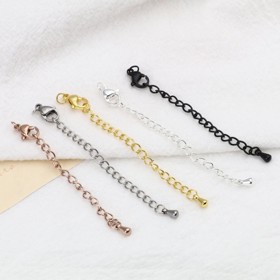 Picture of Stainless Steel Extender Chain For Jewelry Necklace Bracelet Multicolor Lobster Clasp Drop 7cm(2 6/8") long, 5 PCs