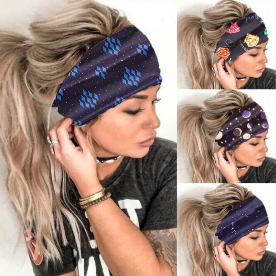 Picture of Navy Blue - Sports Yoga Wide Elastic Headband 48cm long, 1 Piece