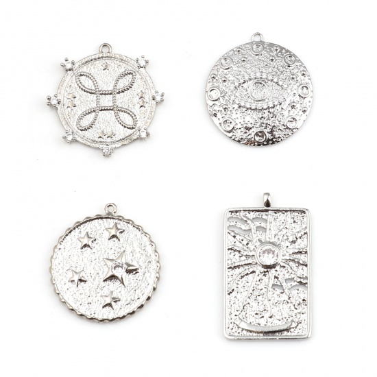 Immagine di Ottone Charms 18K Vero Platino Placcato Trasparente Strass 1 Pz