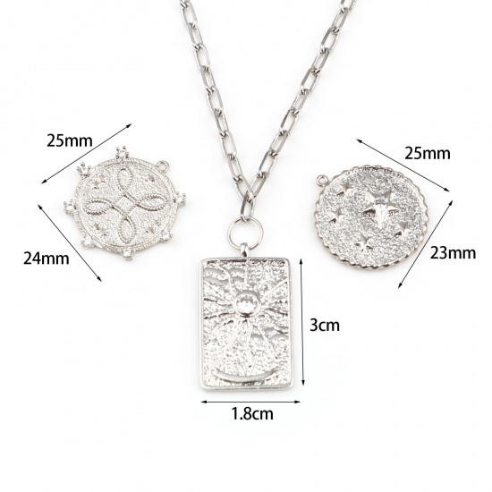 Immagine di Ottone Charms 18K Vero Platino Placcato Trasparente Strass 1 Pz