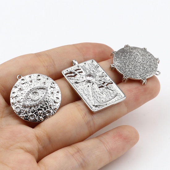 Immagine di Ottone Charms 18K Vero Platino Placcato Trasparente Strass 1 Pz