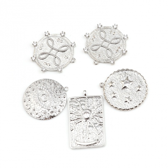 Immagine di Ottone Charms 18K Vero Platino Placcato Trasparente Strass 1 Pz
