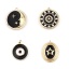 Picture of Brass Galaxy Charms 18K Real Gold Plated Black Half Moon Star Enamel 1 Piece