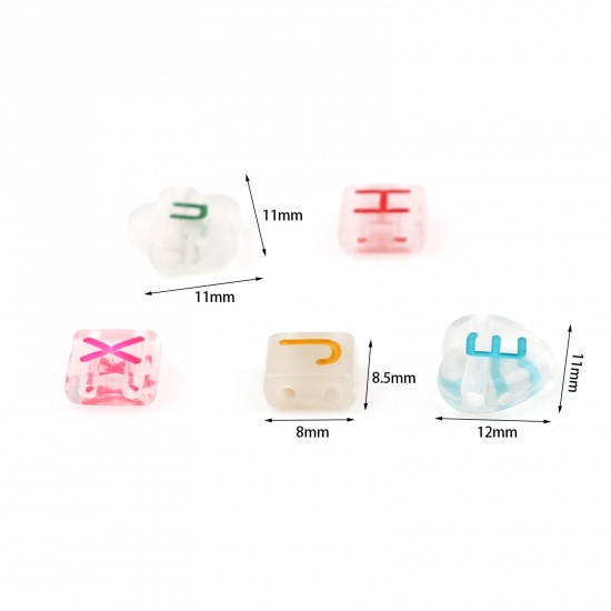 Picture of Acrylic Beads Capital Alphabet/ Letter Multicolor At Random Pattern 300 PCs