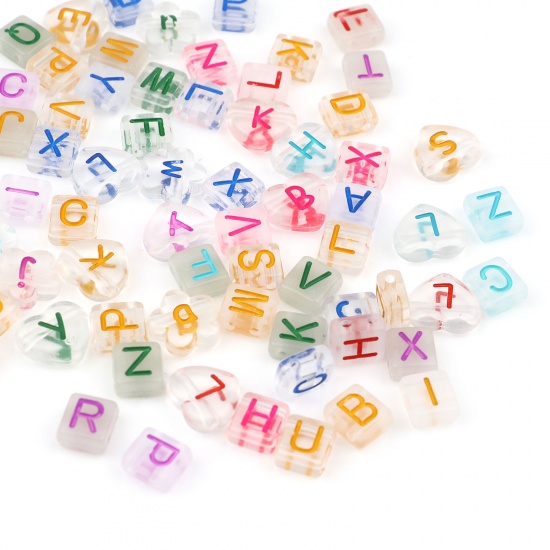Picture of Acrylic Beads Capital Alphabet/ Letter Multicolor At Random Pattern 300 PCs
