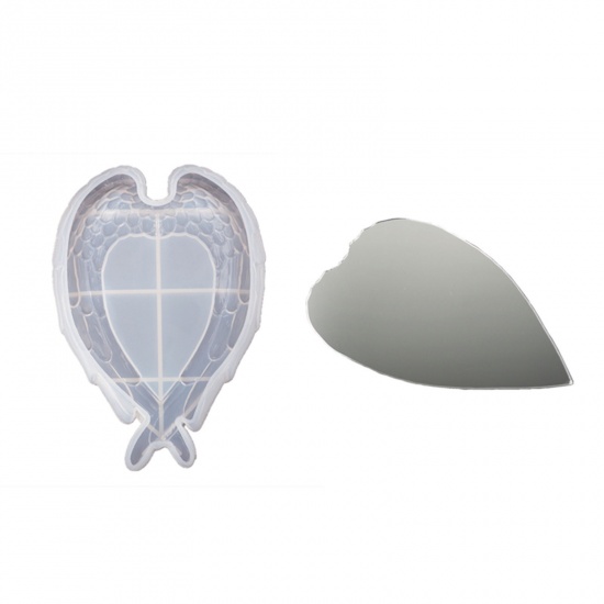 Bild von Silikon-Harz-Form für Schmuckherstellung Spiegelflügel Herz Weiß 24cm x 17cm, 1 Stück