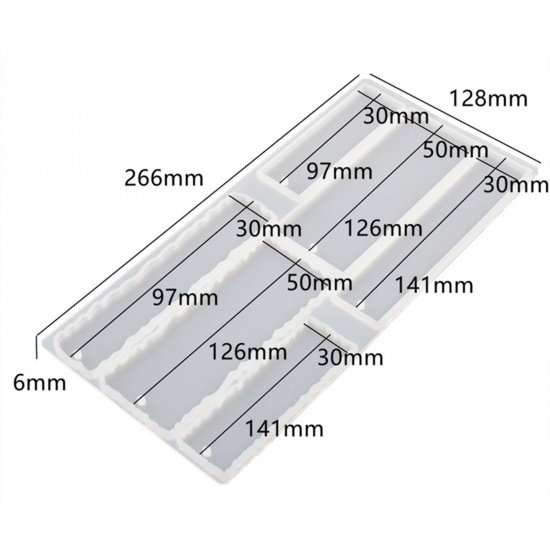 Picture of Silicone Resin Mold For Jewelry Making Bookmark Tag Rectangle White 26.6cm x 12.8cm, 1 Piece