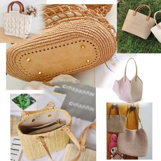 Picture of PU Leather DIY Bag Purse Accessories Multicolor Oval 22cm x 10cm, 1 Piece
