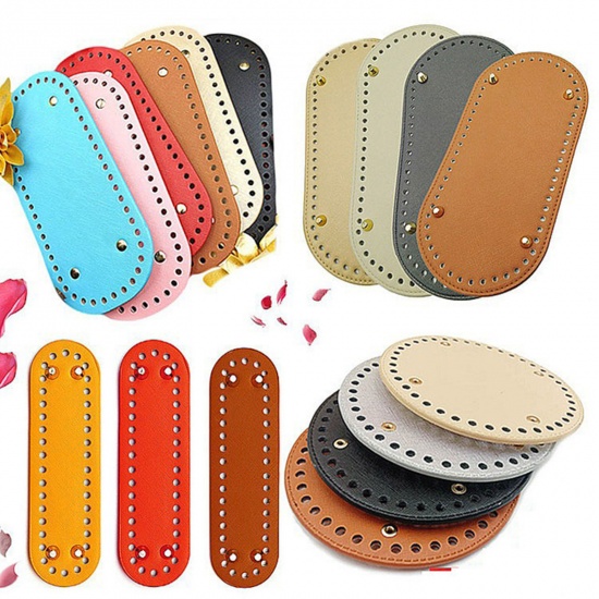 Picture of PU Leather DIY Bag Purse Accessories Multicolor Oval 22cm x 10cm, 1 Piece