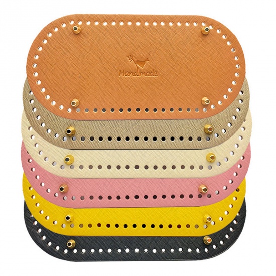 Picture of PU Leather DIY Bag Purse Accessories Multicolor Oval Bird Message " Handmade " 25cm x 12cm, 1 Piece