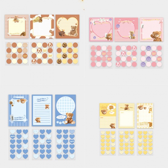 Picture of Yellow - Cute Bear Paper Memo Sticky Note DIY Scrapbook Stickers 11.5x7.5cm, 1 Set