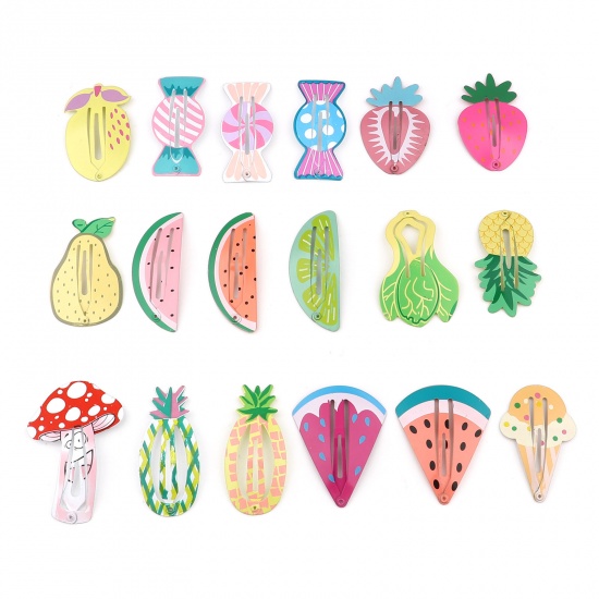 Picture of Iron Based Alloy Hair Clips Multicolor Vegetable Fruit 10 PCs