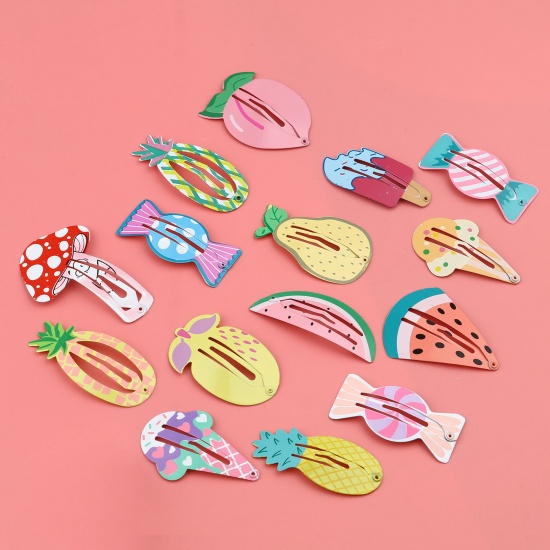 Picture of Iron Based Alloy Hair Clips Multicolor Vegetable Fruit 10 PCs