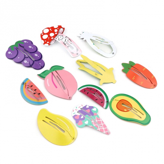 Picture of Iron Based Alloy Hair Clips Multicolor Vegetable Fruit 10 PCs