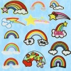 Picture of Fabric Weather Collection Iron On Patches Appliques (With Glue Back) Craft Multicolor Rainbow 5 PCs