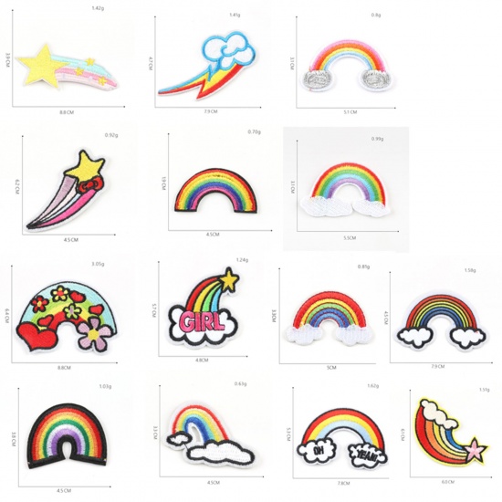 Picture of Fabric Weather Collection Iron On Patches Appliques (With Glue Back) Craft Multicolor Rainbow 5 PCs