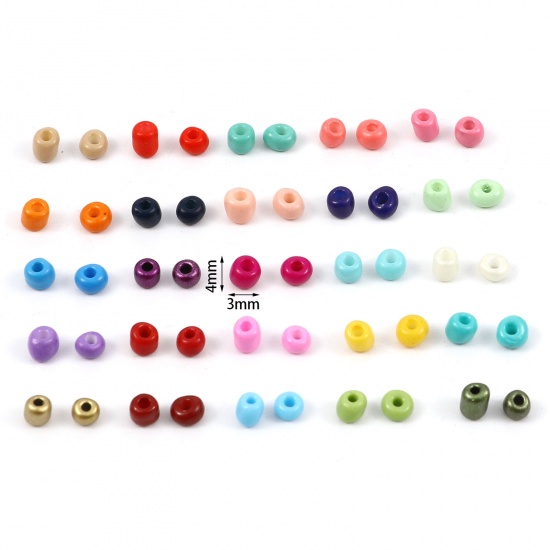 Picture of Glass Seed Seed Beads Cylinder Multicolor 4mm x 3mm, Hole: Approx 1.2mm, 1 Packet ( 5100 PCs/Packet)