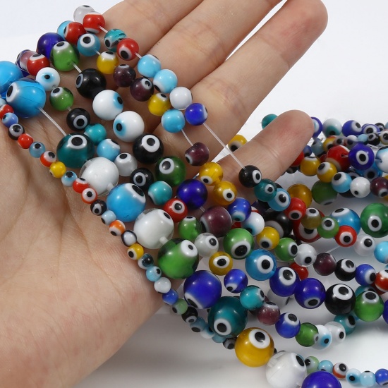 Picture of Lampwork Glass Religious Millefiori Beads Round At Random Color Evil Eye 1 Strand