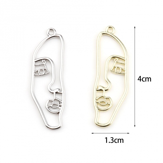 Immagine di Lega di Zinco Ciondoli Faccia Tono Argento 40mm x 13mm , 10 Pz