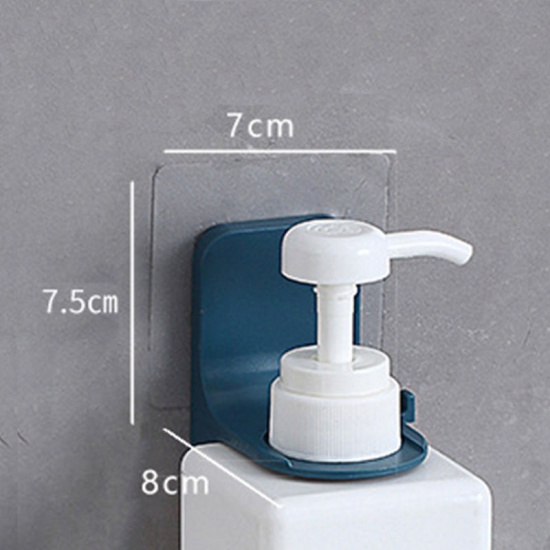 Picture of Light Blue - ABS Wall-mounted Self-adhesive Bathroom Rack For Hand Sanitizer Shampoo 8x7.5x7cm, 1 Piece