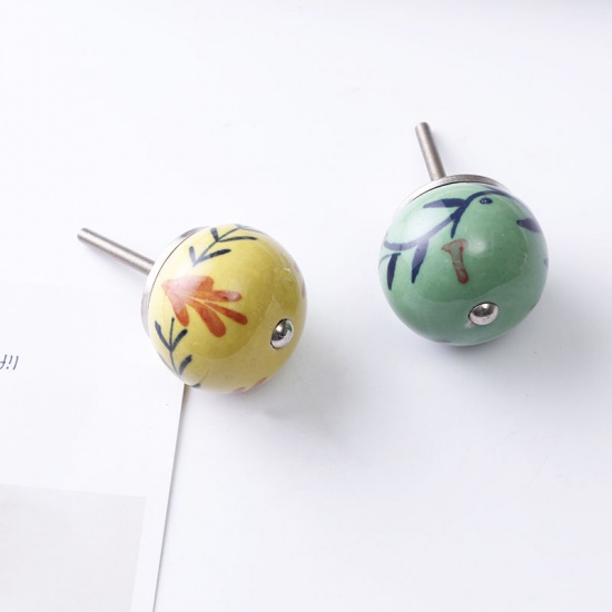 Изображение Red - 17# Ceramic Ball Handles Pulls Knobs For Drawer Cabinet Furniture Hardware 42x29mm, 1 Piece