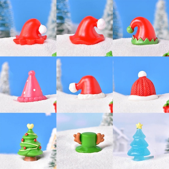 Imagen de Red - 15# Christmas Light Resin Micro Landscape Miniature Decoration 2.5x1.8cm, 1 Piece