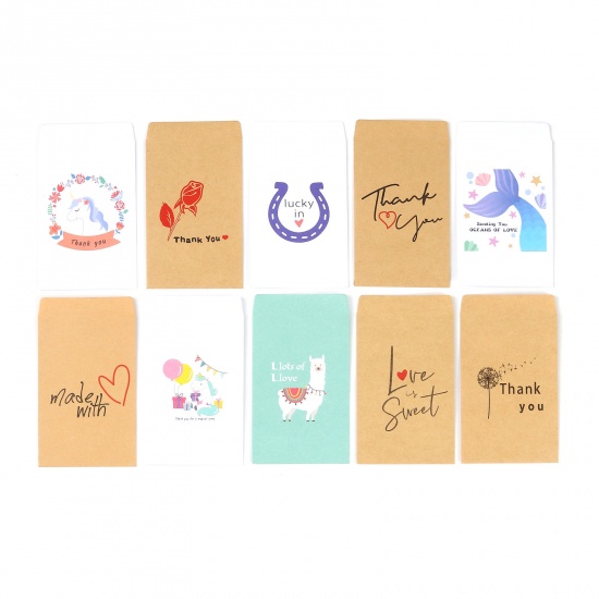 Picture of Paper Bags Kraft Paper Color Rectangle Heart Pattern Message " love sweet " 12.5cm x 7.2cm, 20 PCs