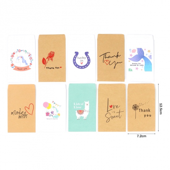 Picture of Paper Bags Kraft Paper Color Rectangle Heart Pattern Message " love sweet " 12.5cm x 7.2cm, 20 PCs