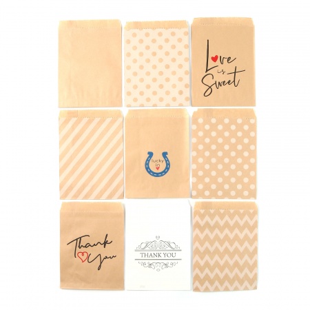 Kraft Paper Paper Bags Multicolor Rectangle 18cm x 13cm, 1 Packet (Approx 25 PCs/Packet)