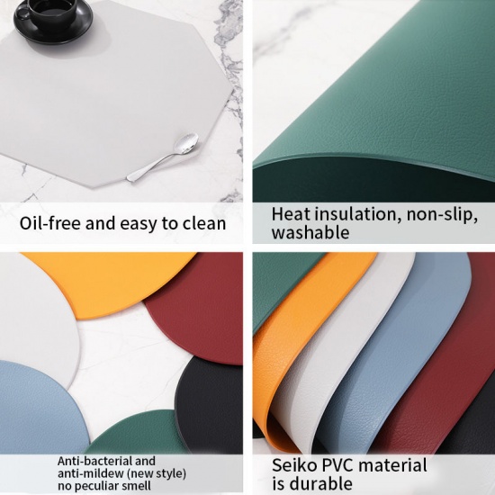 Immagine di Peachy Beige - Drop PVC Imitation Leather Cup Mat Bowl Pad Insulation Table Mat Decoration 44.5x34.5cm, 1 Piece