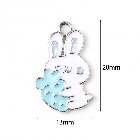 Bild von Zinklegierung Charms Hase Bunt Rettich Emaille 20mm x 13mm, 10 Stück