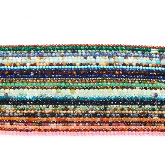 Image de Perles en Gemme ( Naturel ) Rond Multicolore A Facettes 37cm - 36cm long, 1 Enfilade