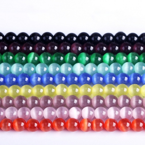 Picture of Cat's Eye Glass ( Natural ) Beads Round Multicolor About 10mm Dia., 38.5cm(15 1/8") - 36cm(14 1/8") long, 1 Strand (Approx 37 PCs/Strand)