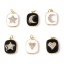 Immagine di Ottone Charms Oro Placcato Nero & Bianco Rettangolo Smalto Trasparente Strass 21mm x 13mm, 1 Pz