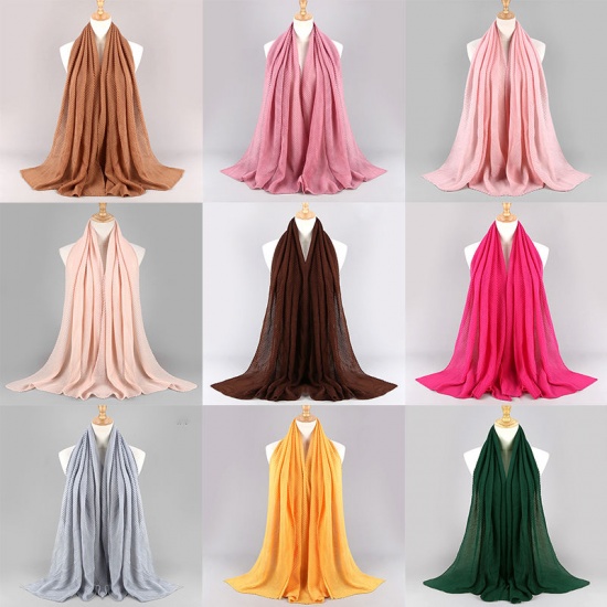Bild von Olivgrün - Baumwolle & Leinen Damen Crinkle Hijab Schal 80x180cm, 1 Stück