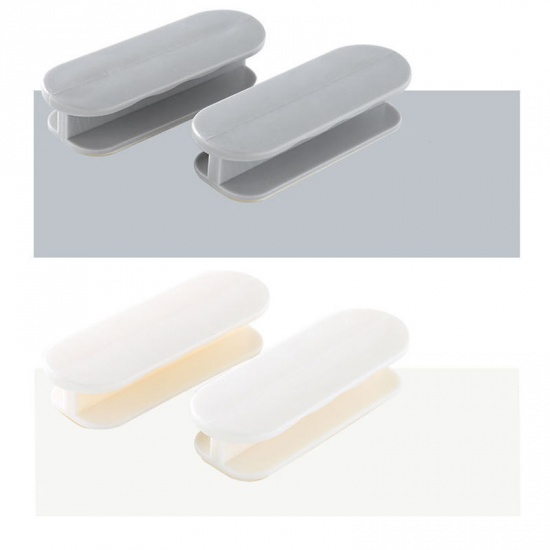 Picture of Gray - Plastic Self-adhesive Handles Pulls Knobs For Drawer Cabinet Furniture Hardware 4x9cm, 1 Set（2 PCs/Set）