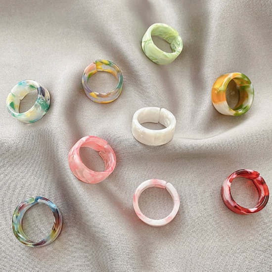 Picture of Resin Unadjustable Rings Multicolor Geometric 1 Set