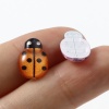 Picture of Resin Insect Dome Seals Cabochon Ladybug Animal Multicolor Dot Pattern 13mm x 9mm, 50 PCs