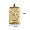 Picture of Brass Tarot Pendants Gold Plated Rectangle Clear Cubic Zirconia 30mm x 15mm, 1 Piece                                                                                                                                                                          