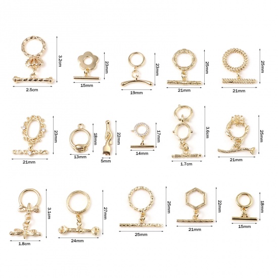 Picture of Brass Toggle Clasps 18K Real Gold Plated 1 Piece