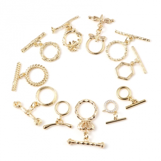 Picture of Copper Toggle Clasps 18K Real Gold Plated 1 Piece