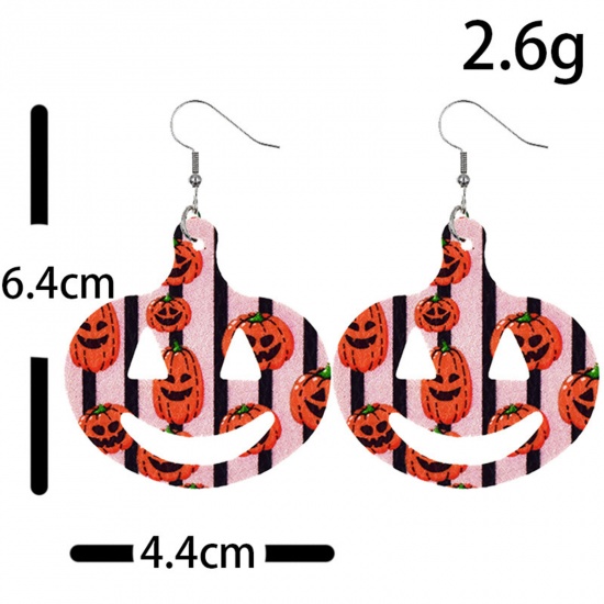 Picture of PU Leather Earrings AB Color Halloween Ghost Glitter 71mm x 34mm, 1 Pair