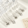 Picture of Wholesale Pendant Charm Necklace, Silver Tone Stainless Steel Link Cable Chain, Women's Stylish Gift Jewelry For Retailer, 45cm(17.7") long, 1 Piece
