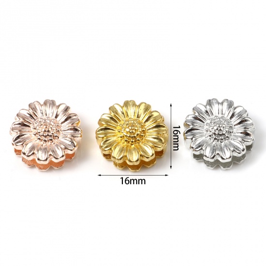 Picture of Zinc Based Alloy Slide Beads Chrysanthemum Flower Multicolor About 16mm x 16mm, Hole:Approx 13.4x2.8mm 20 PCs