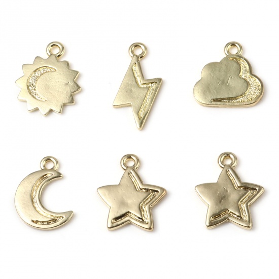 Picture of Zinc Based Alloy Galaxy Charms Sun Gold Plated Moon 19mm x 15mm, 20 PCs