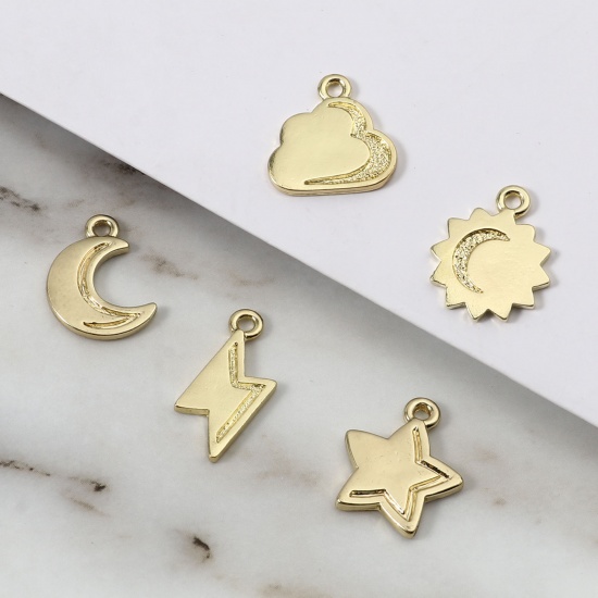 Picture of Zinc Based Alloy Galaxy Charms Sun Gold Plated Moon 19mm x 15mm, 20 PCs