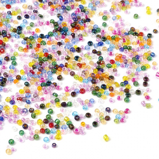 Picture of Glass Seed Beads Round Multicolor AB Rainbow Color About 2mm Dia., Hole: Approx 0.7mm, 1 Packet ( 44000 PCs/Packet)