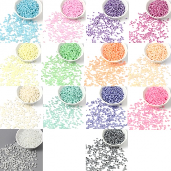Picture of Glass Cream Seed Beads Cylinder Multicolor 4mm x 3mm, Hole: Approx 1.2mm, 1 Packet ( 5700 PCs/Packet)