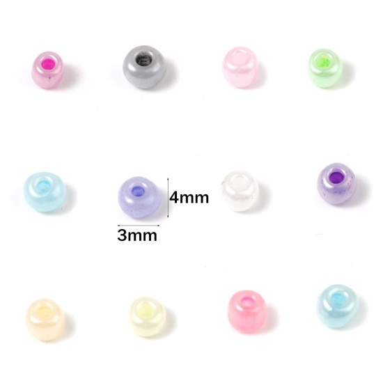 Picture of Glass Cream Seed Beads Cylinder Multicolor 4mm x 3mm, Hole: Approx 1.2mm, 1 Packet ( 5700 PCs/Packet)