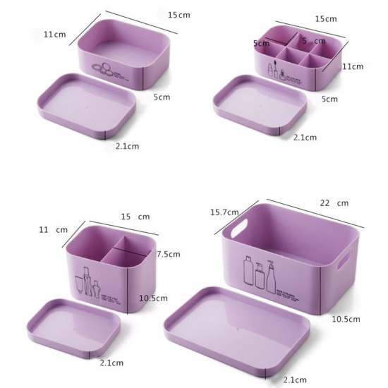 Picture of Green Blue - PP Storage Box Containers With Lid Handle For Cosmetic Sundries 22x15.7x10.6cm, 1 Piece